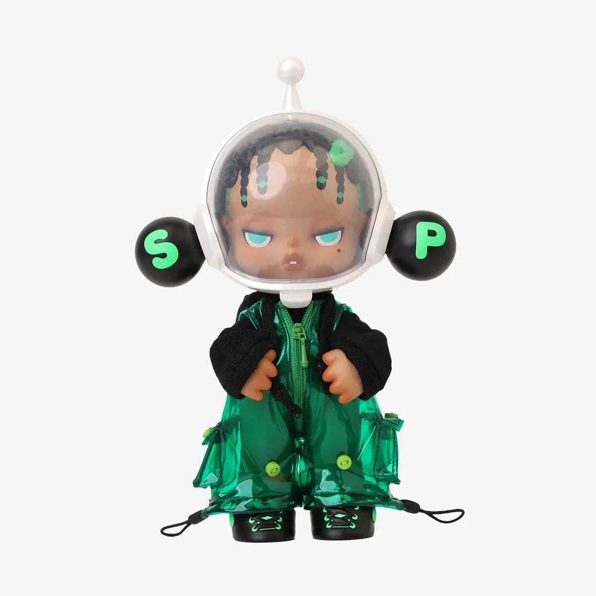 SKULLPANDA OOTD The Wild Green Figurine by POP MART with green outfit and helmet accessories, 7.4 inches tall collectible toy